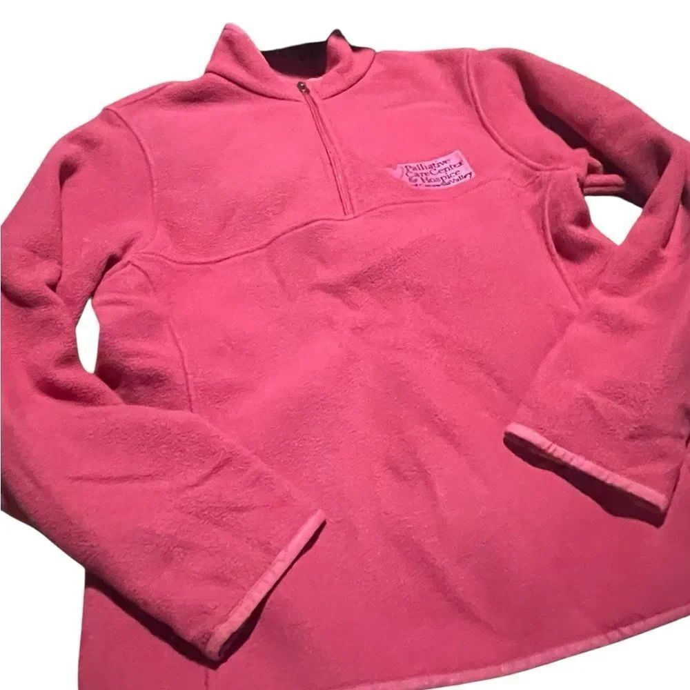 Lands end size medium Pink Quarter-Zip Fleece Pullover excellent condition